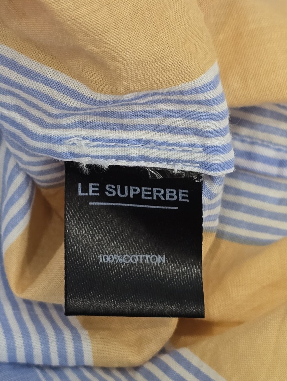 Le Superbe Goa Stripe Boyfriend Shirt Size 2 Cotton Button Up Surf Stripe - Picture 10 of 11
